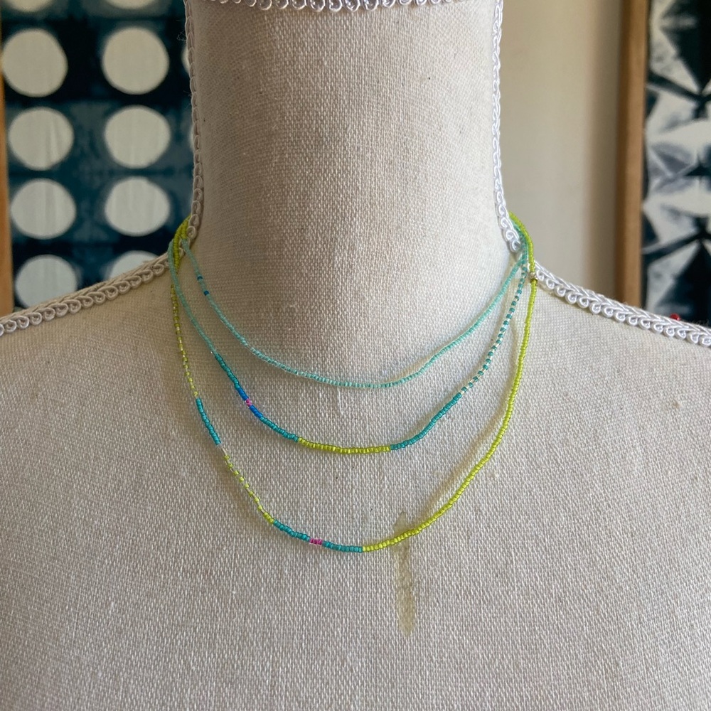 Artisan handmade bead necklace turquoise